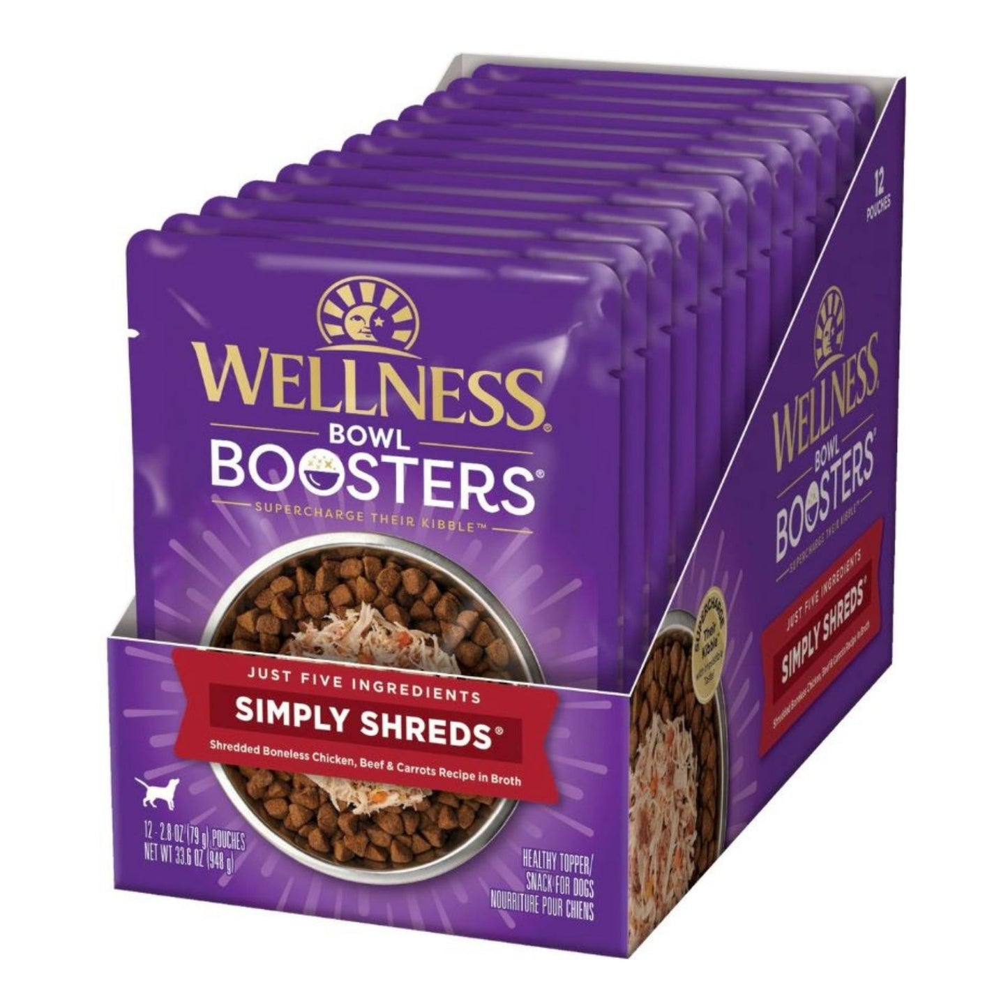 Wellness Bowl Boosters Simply Shreds – Chicken & Beef Shred (2.8oz, Case of 12)