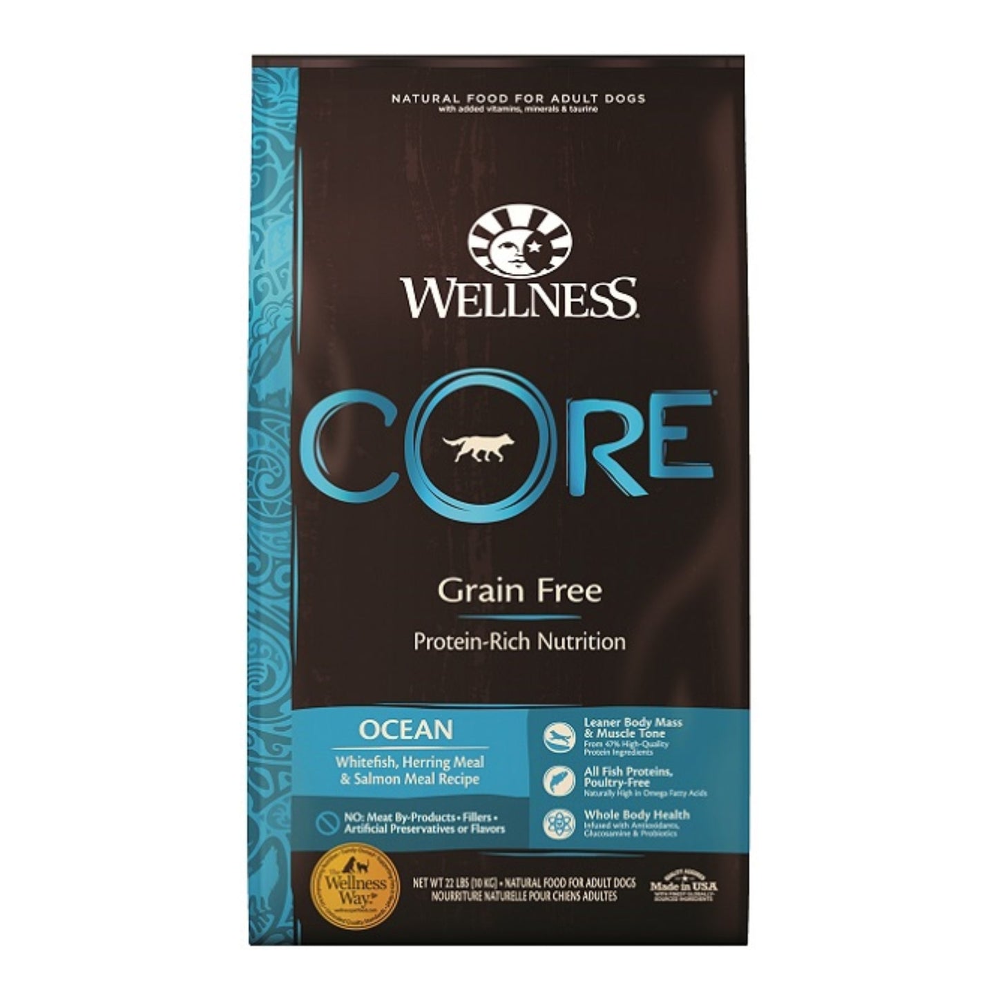 Wellness CORE Grain-Free Ocean Dry Dog Food – Whitefish, Herring & Salmon Recipe, 22lb