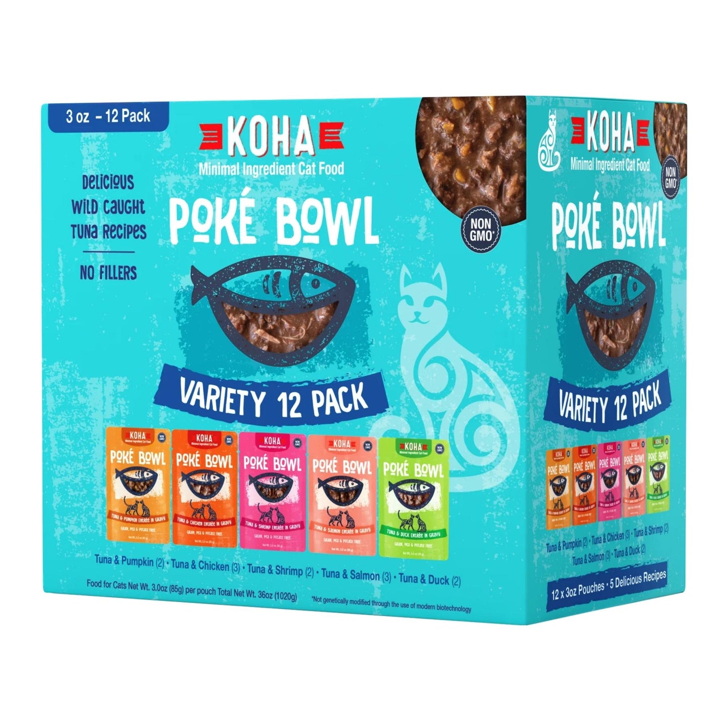 Koha Cat Poké Bowl Variety Pack – Grain-Free (3oz, Case of 24)