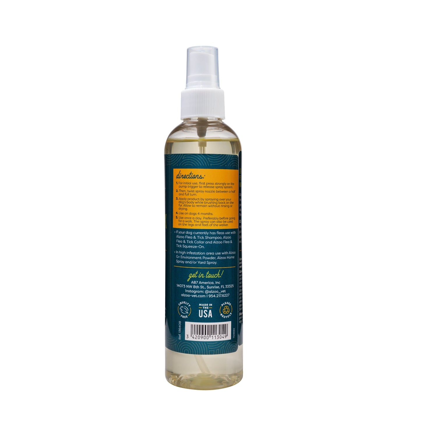 Alzoo Plant-Based Flea & Tick Spray for Dogs & Cats, 8oz
