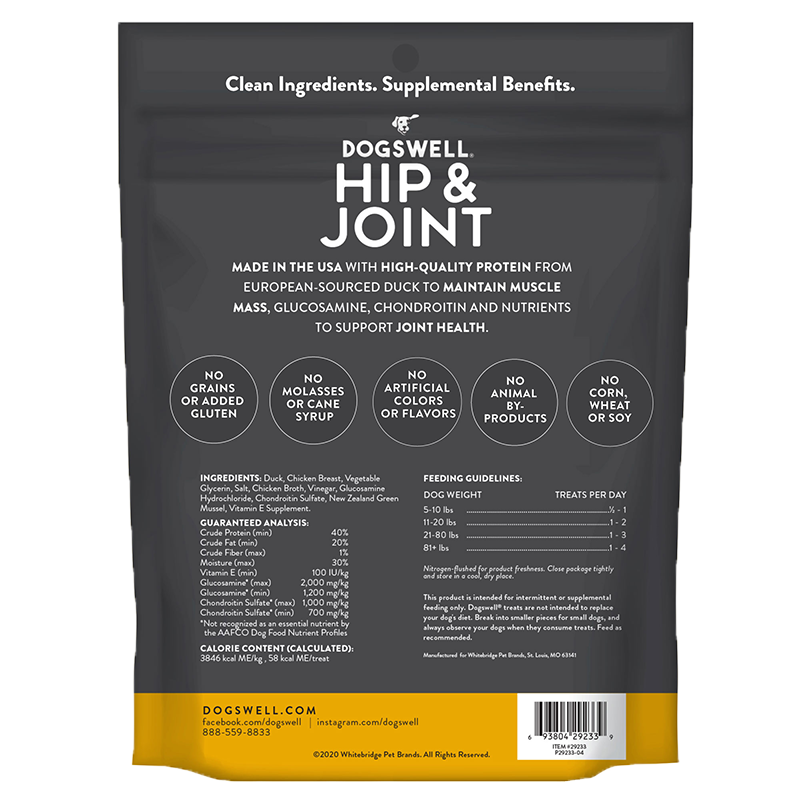 Dogswell Hip & Joint Grain-Free Jerky Dog Treats β Duck (10oz)