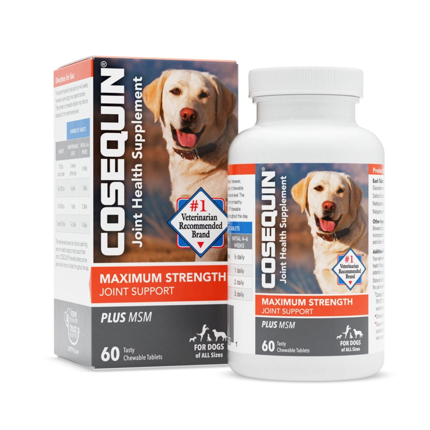 Cosequin Joint Health Supplement with MSM for Dogs – 60 Chewable Tablets