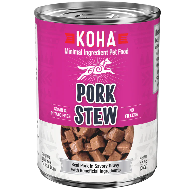 Koha Grain-Free Pork Stew for Dogs – 12.7oz Cans (Case of 12)