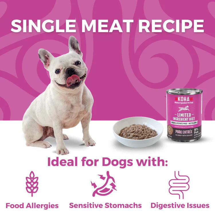 Koha Limited Ingredient Dog Food – Pork Paté, Grain-Free (13oz, Case of 12)