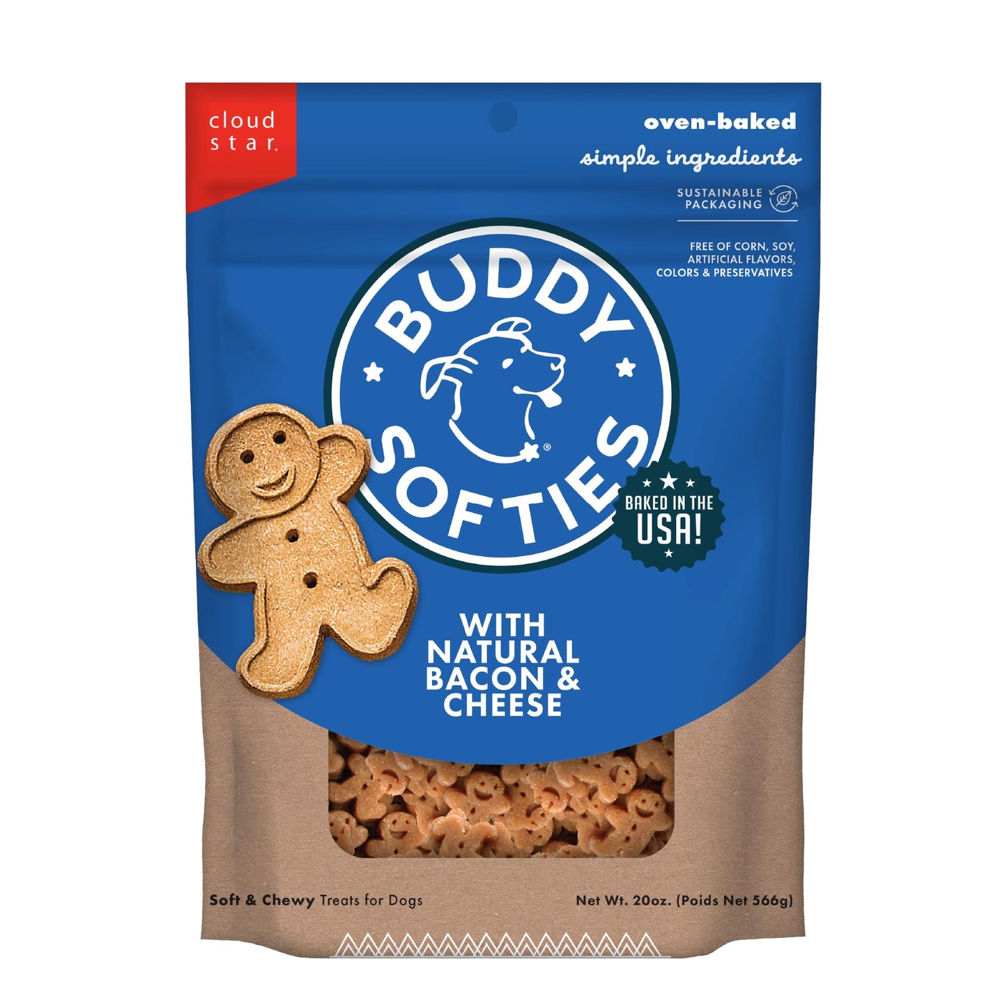 Cloud Star Buddy Biscuits – Soft & Chewy Bacon & Cheese Dog Treats (20oz Bag)
