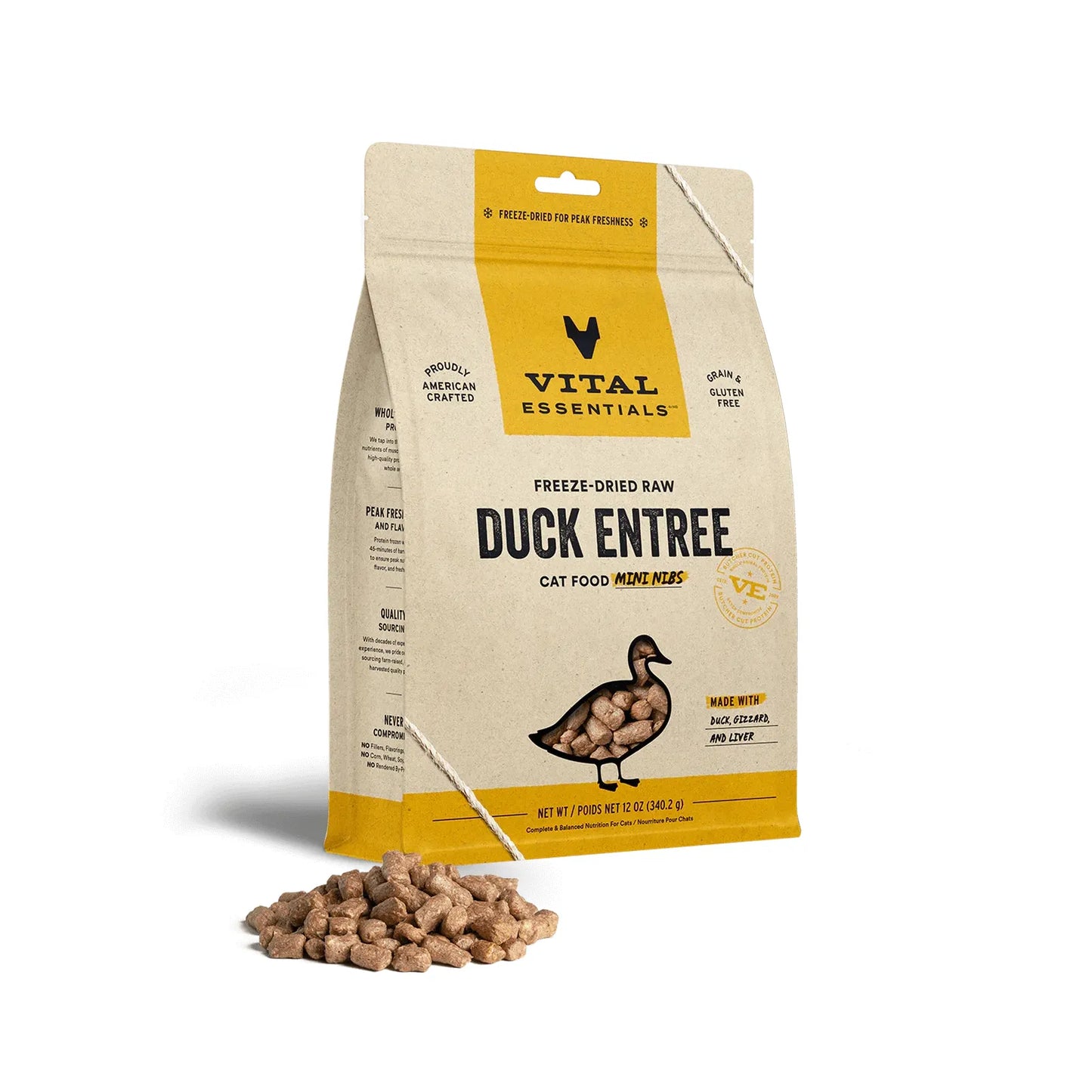 Vital Essentials Cat Freeze-Dried Mini Nibs – Duck (12oz)