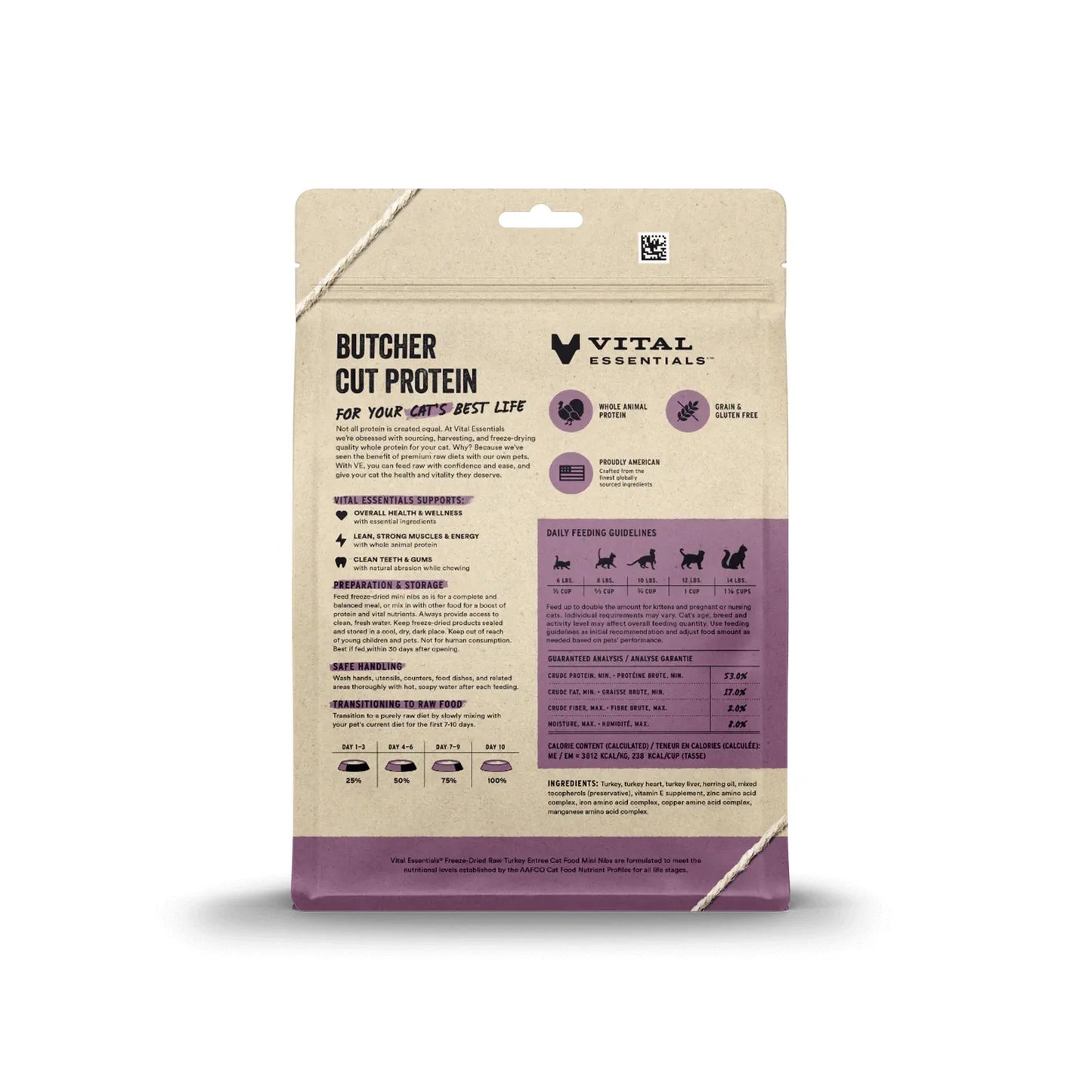 Vital Essentials Cat Freeze-Dried Mini Nibs – Turkey Recipe (12oz)