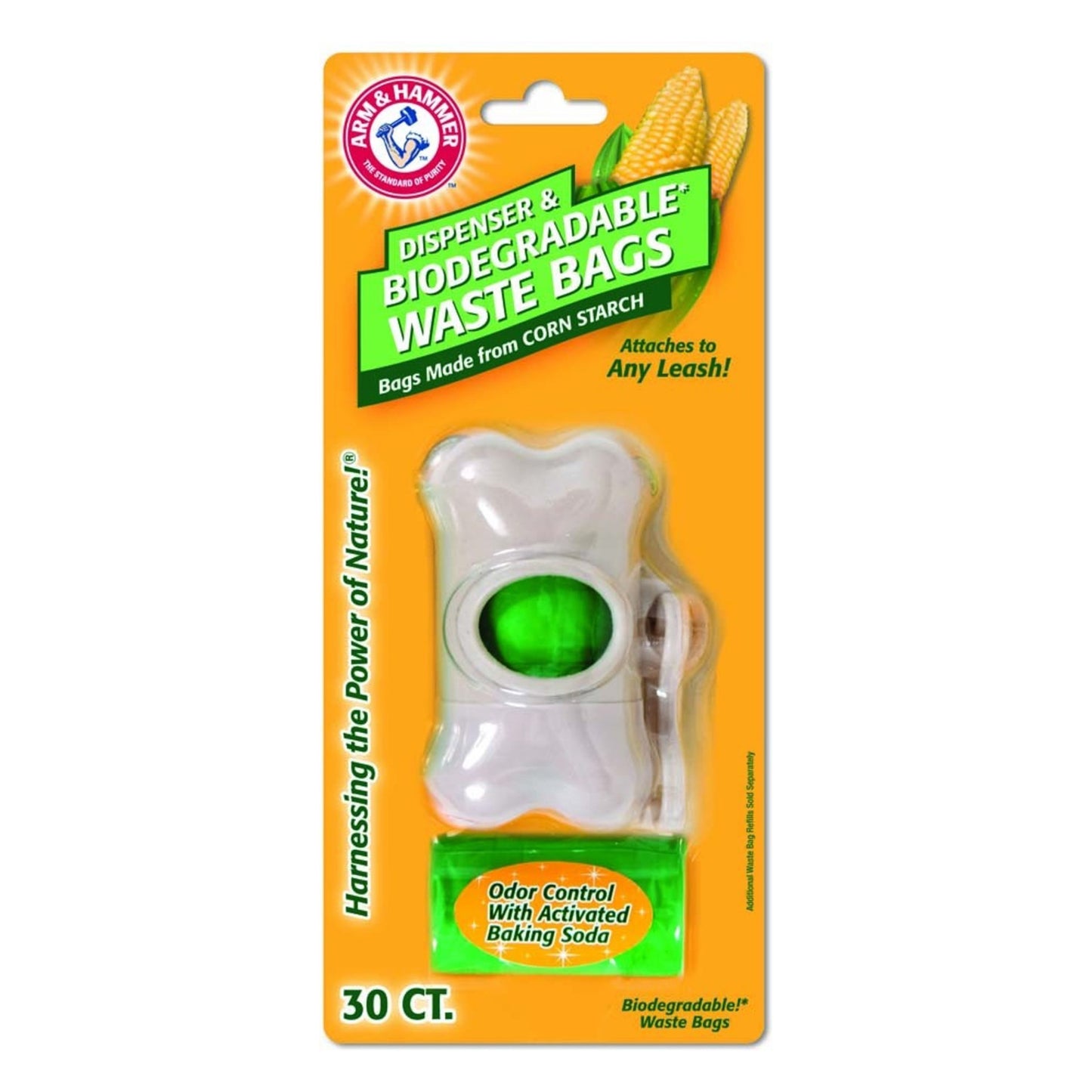 Arm & Hammer Bone Dispenser & Disposable Corn Starch Waste Bags – White/Green (30 ct)