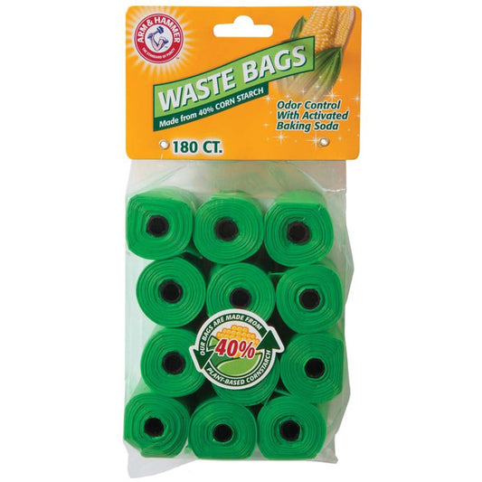 Arm & Hammer Disposable Corn Starch Waste Bags Refills – Green (180 ct)