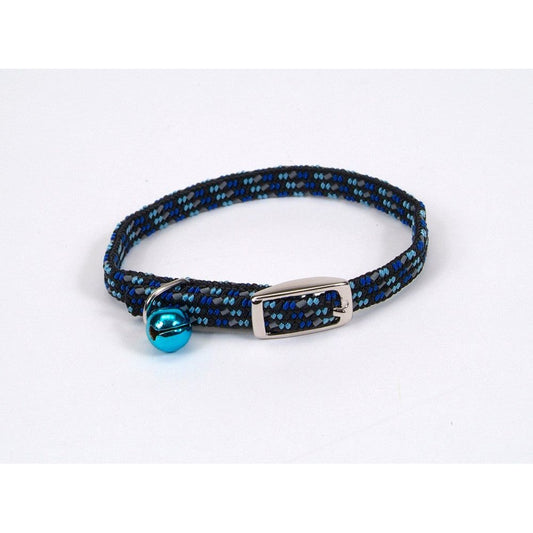 Li'l Pals Elasticized Safety Kitten Collar with Reflective Threads – Blue (3-8 in x 8 in)