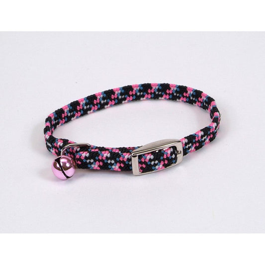 Li'l Pals Elasticized Safety Kitten Collar with Reflective Threads – Neon Pink (3-8 in x 8 in)