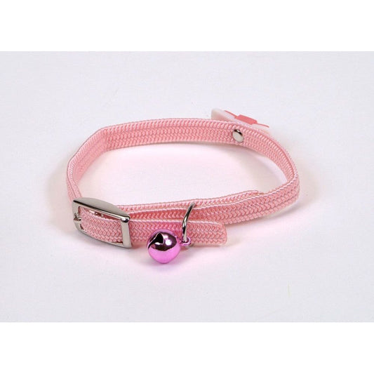 Li'l Pals Elasticized Safety Kitten Collar with Jeweled Bow – Pink (3-8 in x 8 in)