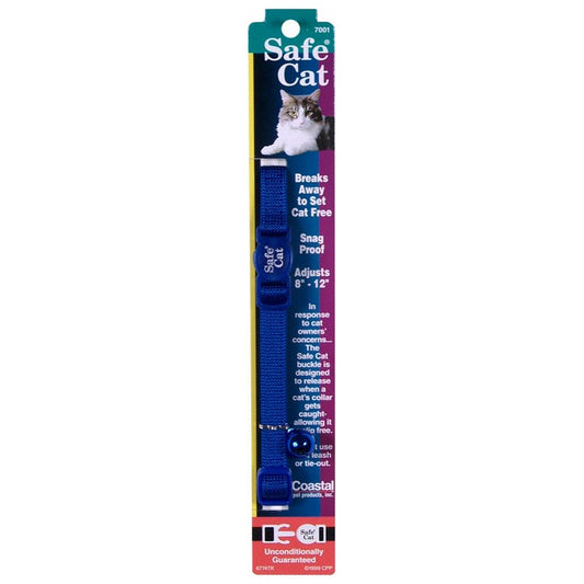 Safe Cat Adjustable Snag-Proof Nylon Breakaway Collar – Blue (3/8 in x 8-12 in)