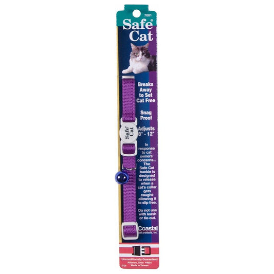 Safe Cat Adjustable Snag-Proof Nylon Breakaway Collar – Purple (3/8 in x 8-12 in)