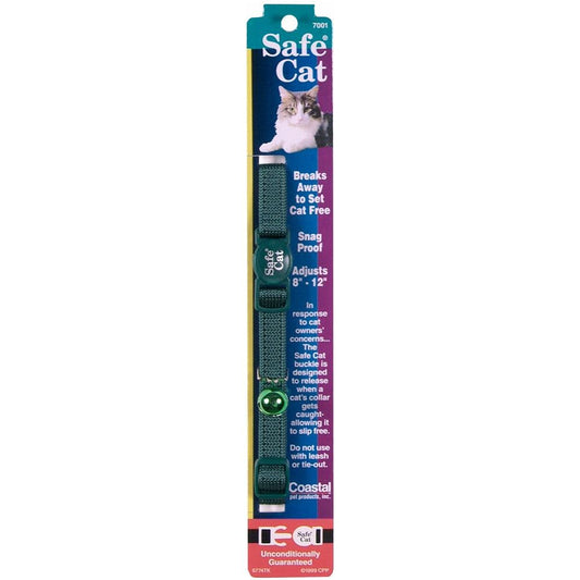 Safe Cat Adjustable Snag-Proof Nylon Breakaway Collar – Hunter Green (3/8 in x 8-12 in)