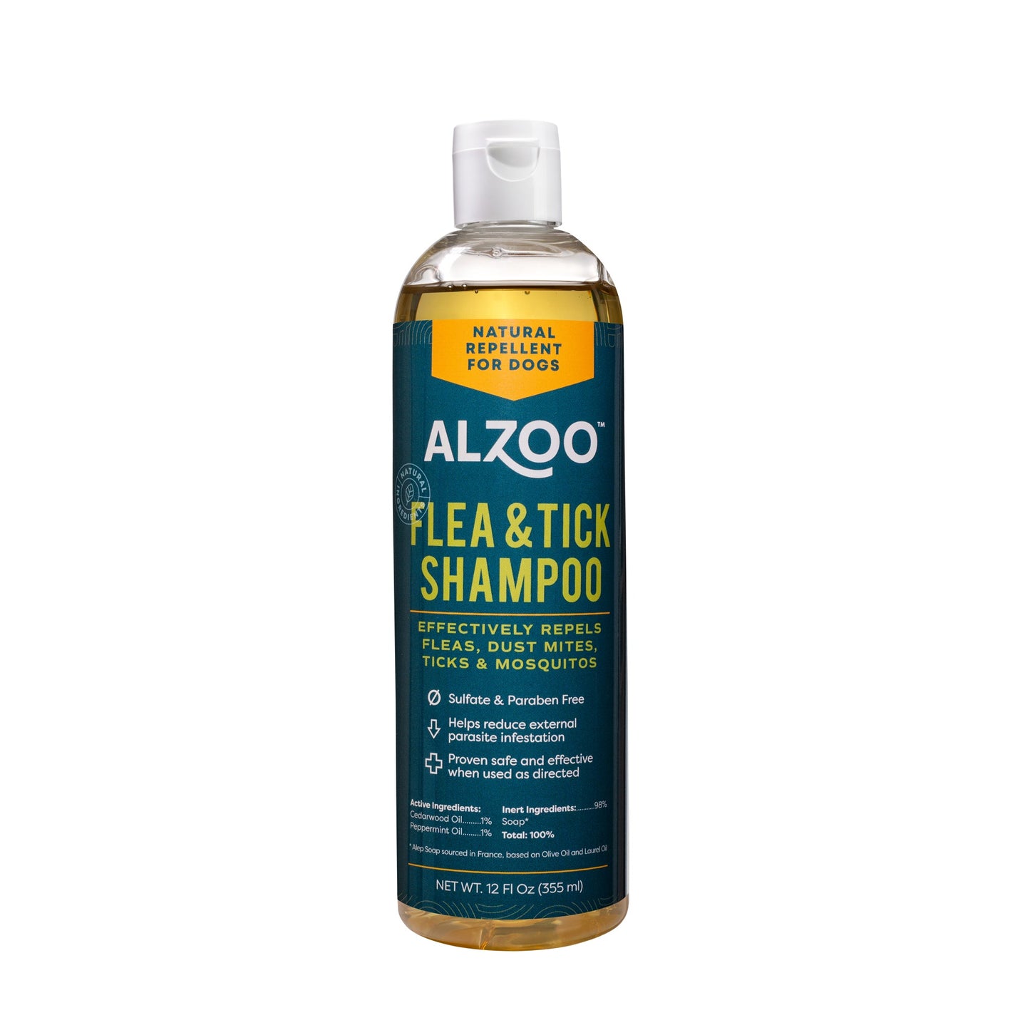 Alzoo Plant-Based Flea & Tick Shampoo for Dogs & Cats, 12oz