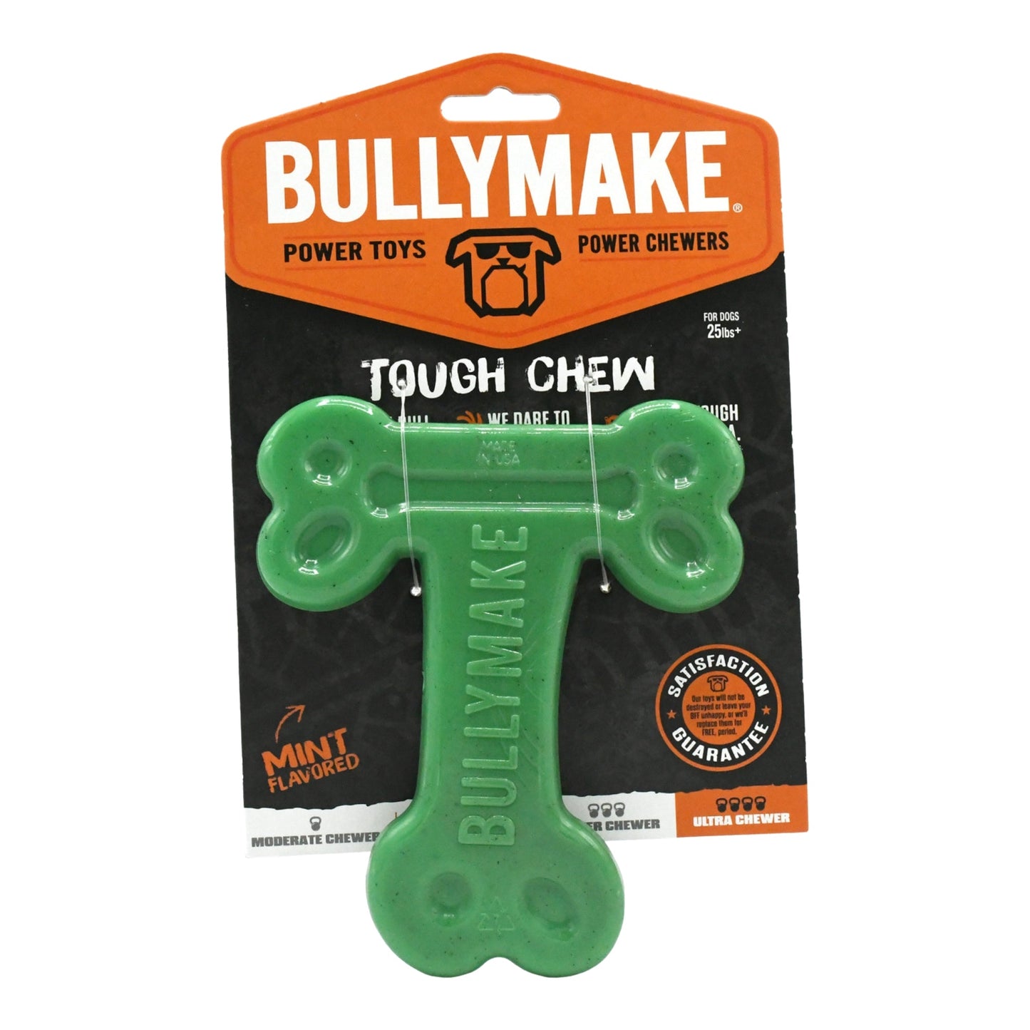 BULLYMAKE Toss 'n Treat Flavored Dog Chew Toy – T-Bone, Mint