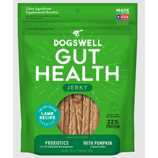 Dogswell Gut Health Grain-Free Jerky Dog Treats – Lamb & Pumpkin (10oz)