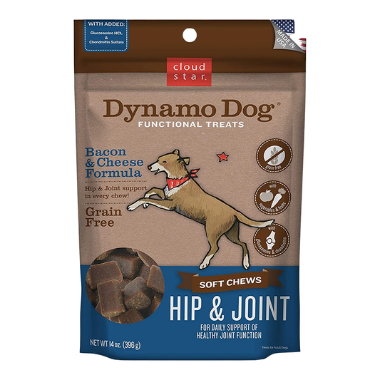 Cloud Star Dynamo Dog Hip & Joint Soft Chews – Bacon & Cheese Formula (14oz Bag)