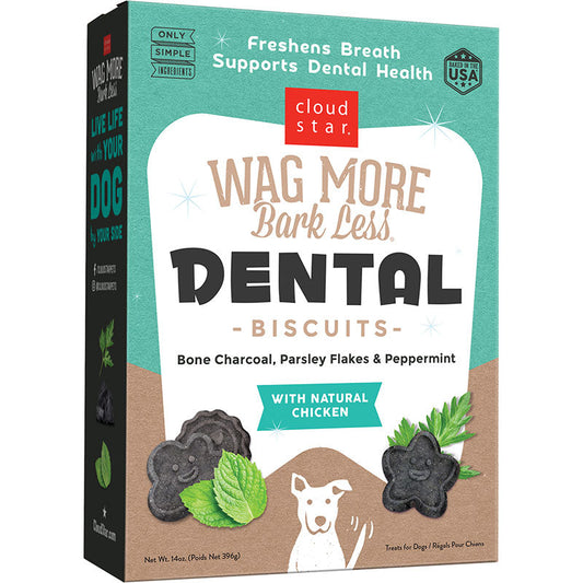 Cloud Star Dental Dog Treats – Chicken & Charcoal for Fresh Breath (14oz Bag)