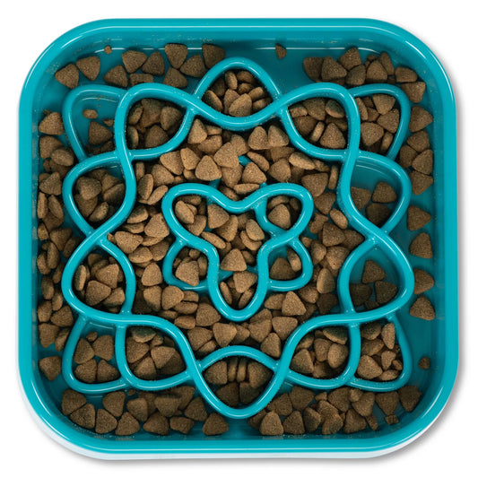 Messy Mutts Dog Slow Feeder – Square Blue (8 Cup)