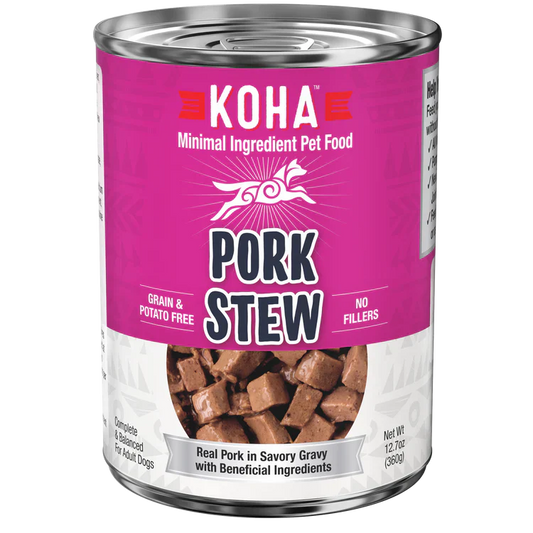 Koha Grain-Free Pork Stew for Dogs – 12.7oz Cans (Case of 12)