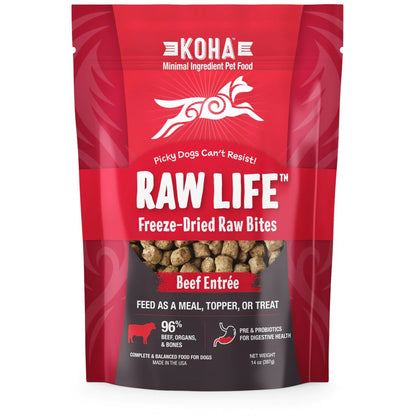 Koha Raw Life Freeze-Dried Beef Bites for Dogs – Grain-Free, High-Protein (14oz Bag)