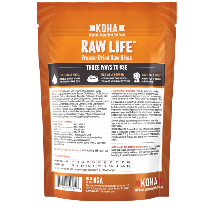 Koha Raw Life Freeze-Dried Chicken Bites for Dogs – 14oz