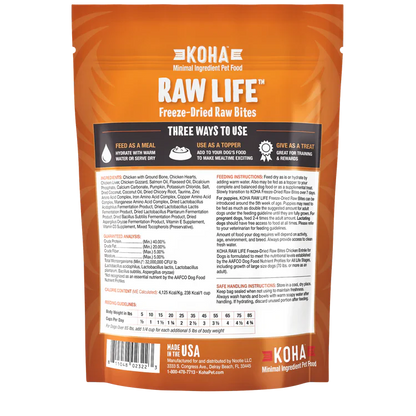 Koha Raw Life Freeze-Dried Chicken Bites for Dogs – 14oz