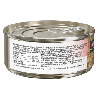 Koha Cat Pure Shreds – Shredded Beef in Broth, Grain-Free (5.5oz, Case of 12)