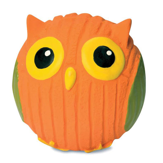 HuggleHounds Ruff-Tex Poppy Owl Dog Toy – Small Bouncy Latex Ball