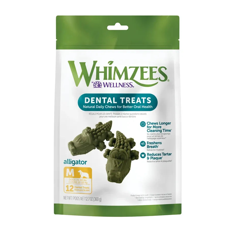 WHIMZEES Alligator Dental Chews – Large, 12.7 oz Bag