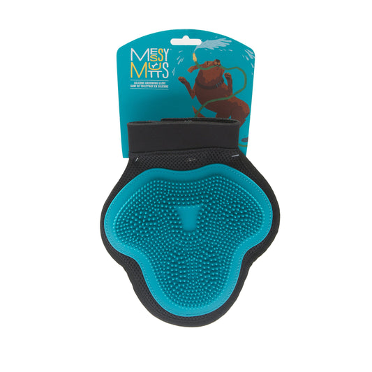 Messy Mutt Dog Grooming Glove Silicone Blue