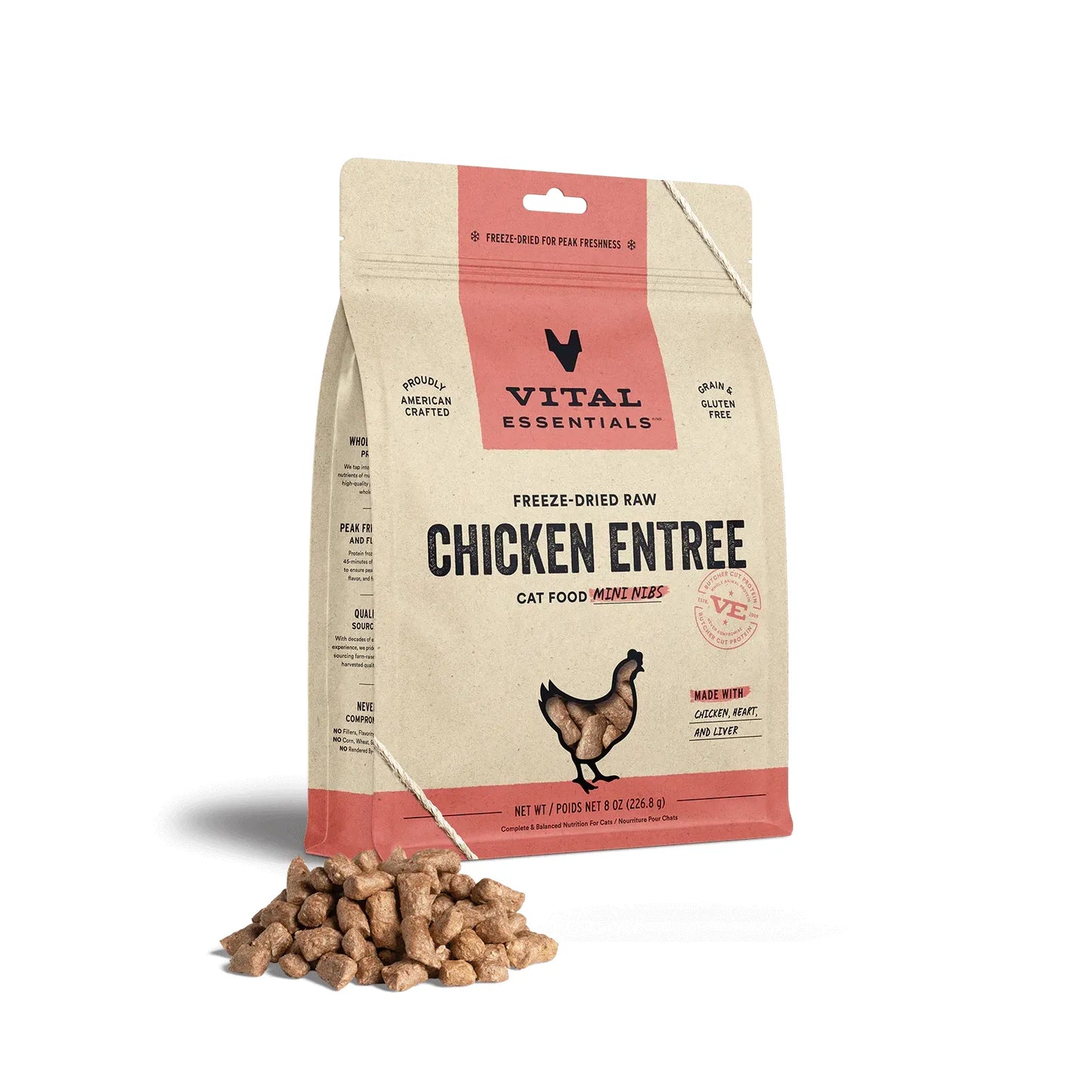 Vital Essentials Cat Freeze-Dried Mini Nibs – Chicken Recipe (8oz)
