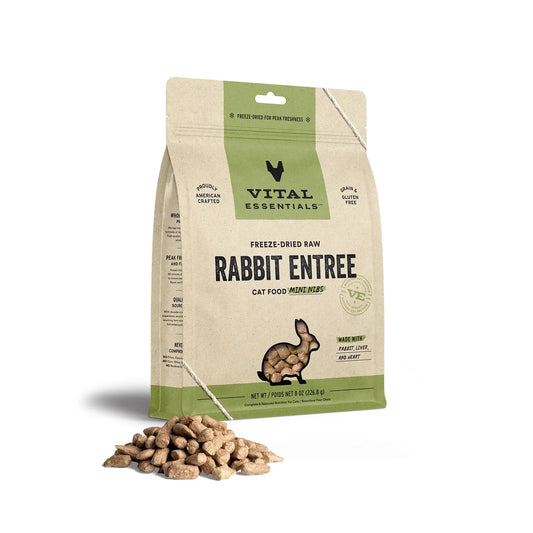 Vital Essentials Cat Freeze-Dried Mini Nibs – Rabbit Recipe (8oz)