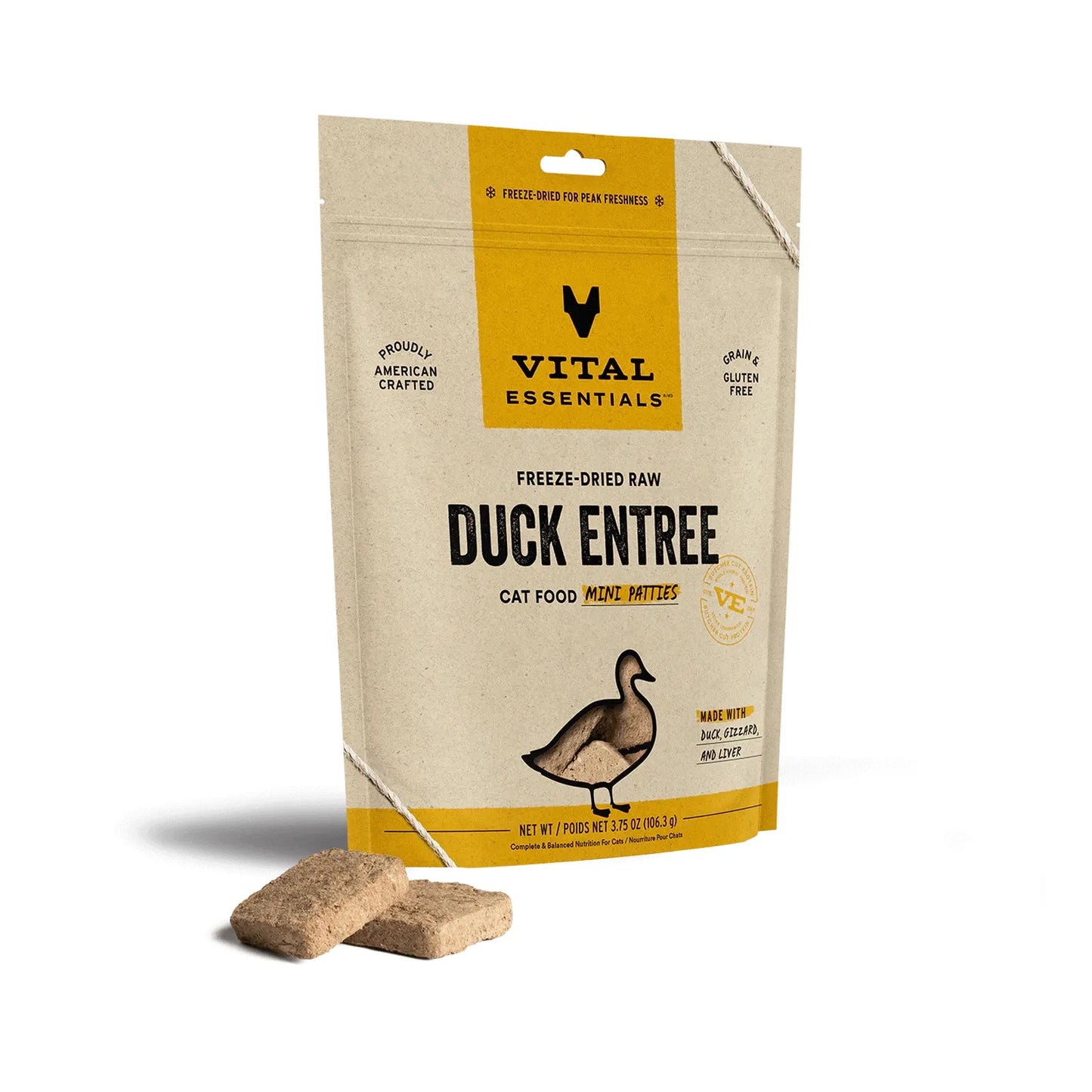 Vital Essentials Cat Freeze-Dried Mini Patties – Duck Recipe (3.75oz)