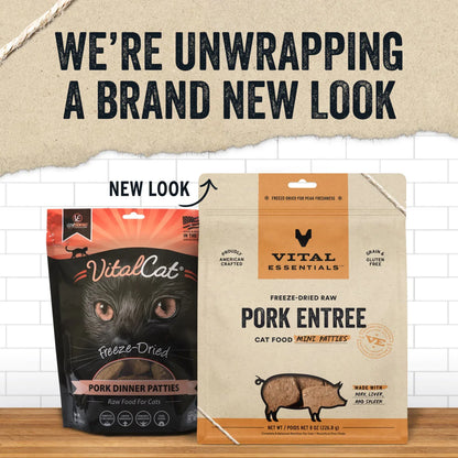 Vital Essentials Cat Freeze-Dried Mini Patties – Pork Recipe (8oz)