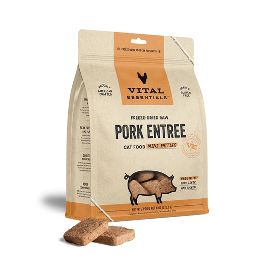 Vital Essentials Cat Freeze-Dried Mini Patties – Pork Recipe (8oz)