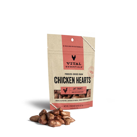 Vital Essentials Cat Freeze-Dried Treat Chicken Hearts 0.8oz.