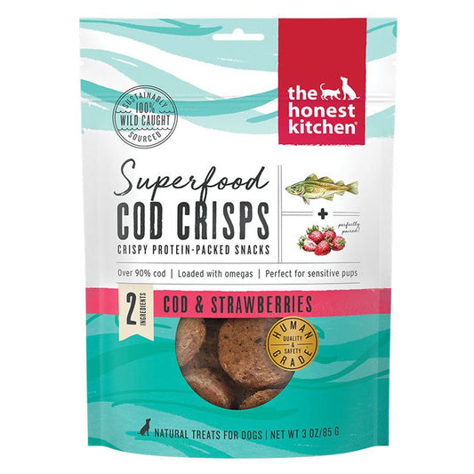 Honest Kitchen Dog Superfood Grain-Free Cod & Strawberry Treats – 3oz