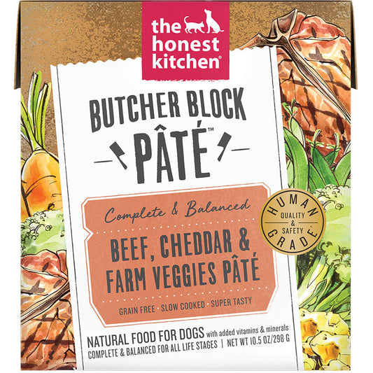 Honest Kitchen Dog Butcher Block Pâté – Beef and Cheddar, 10.5oz (Case of 6)