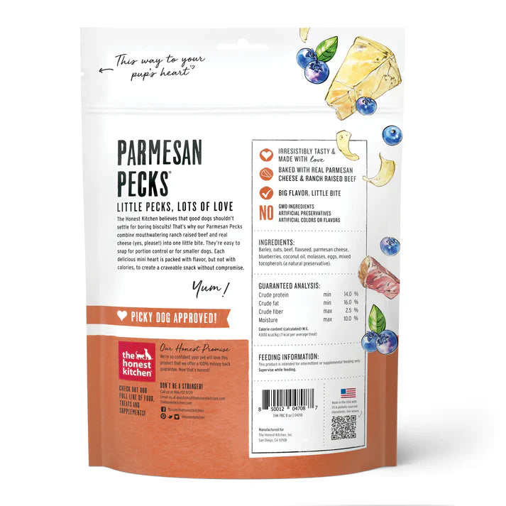 The Honest Kitchen Dog Parmesan Pecks – Beef and Blueberry (8oz)