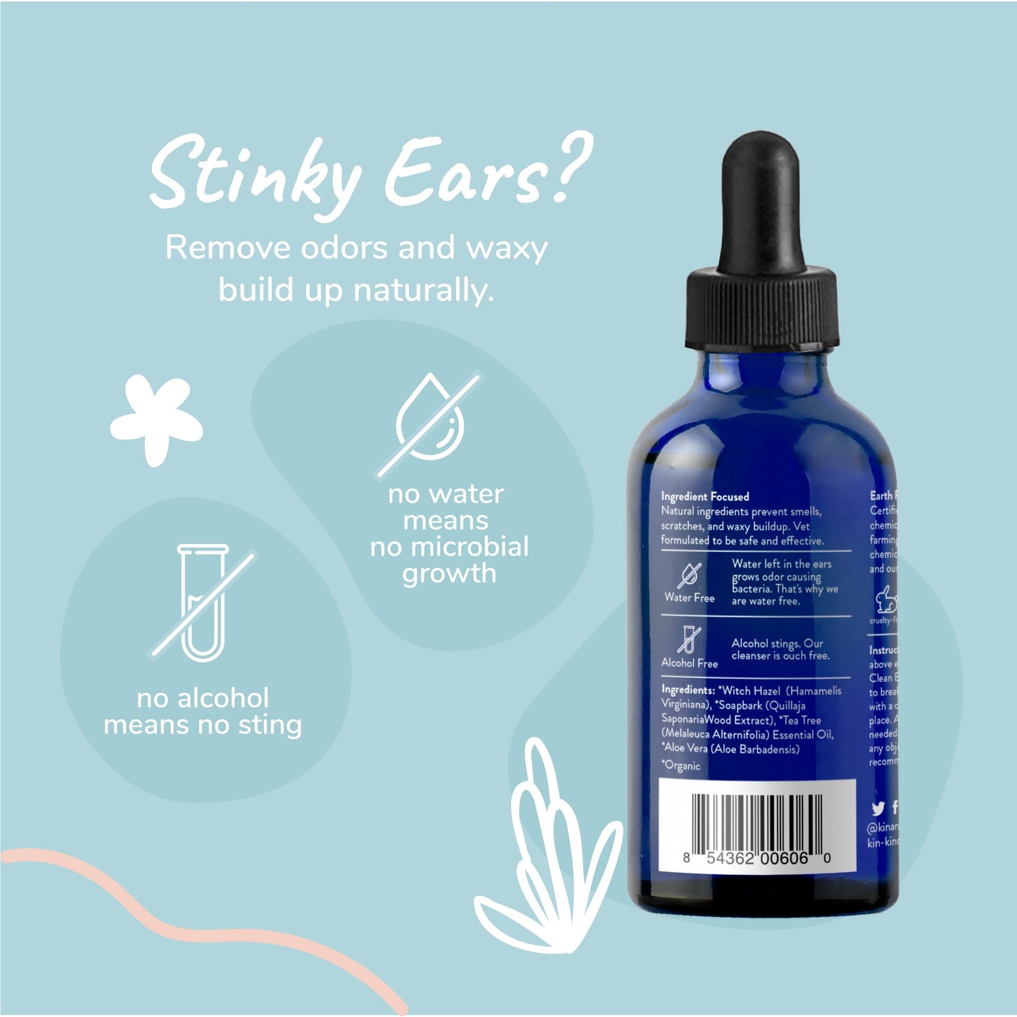 Kin+Kind Clean Ears – Organic Dog Ear Cleaner, 4oz