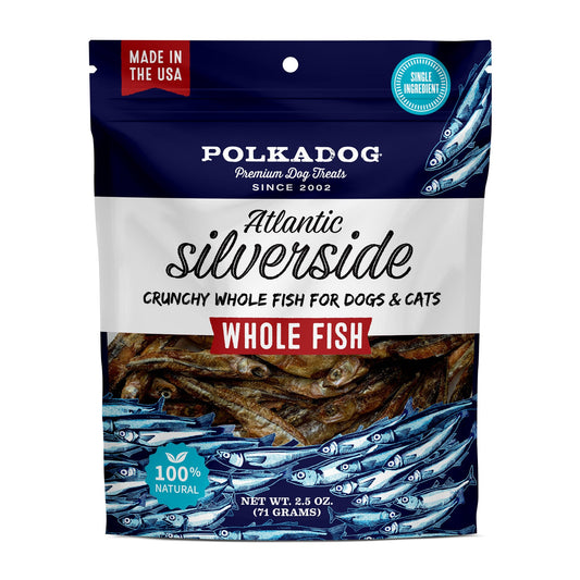 Polkadog Atlantic Silverside Fish Treats – Single Ingredient Snack for Dogs & Cats